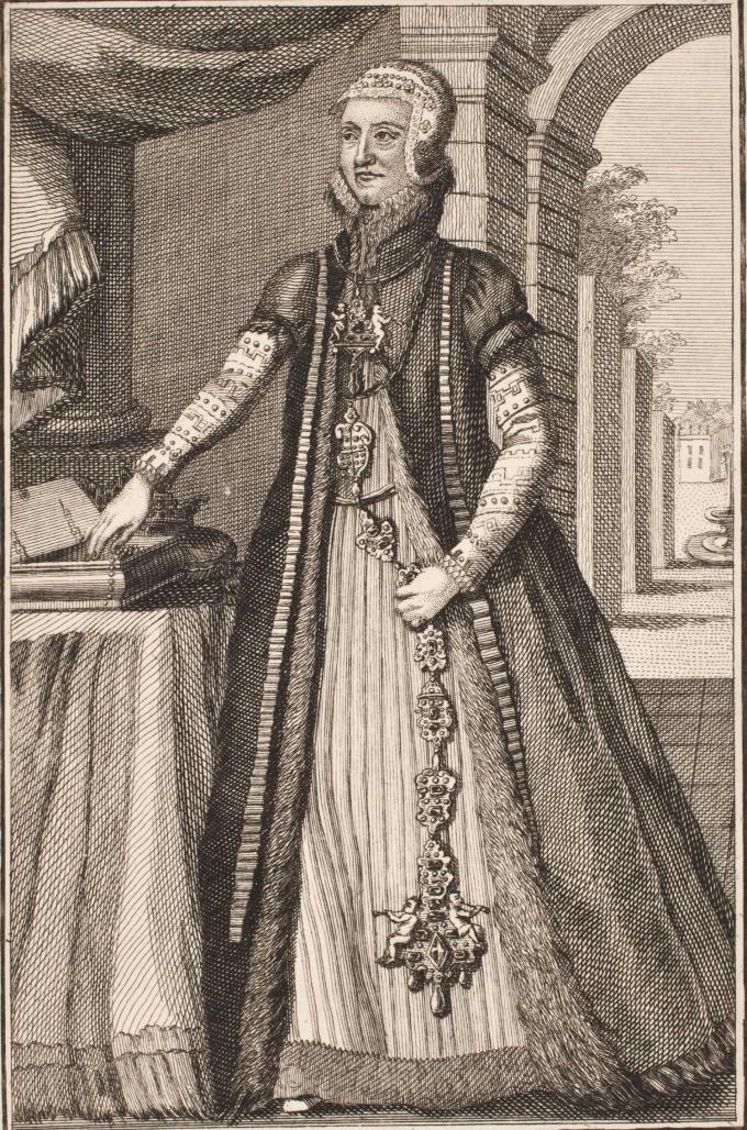 Dronning Dorothea. Kobberstik af Jonas Hass fra 1750-1759. Dronning Dorothea. Kobberstik af Jonas Hass fra 1750-1759.