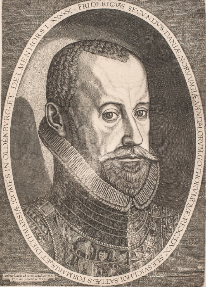 Frederik 2. Kobberstik af Melchior Lorck fra 1582. Frederik 2. Kobberstik af Melchior Lorck fra 1582.