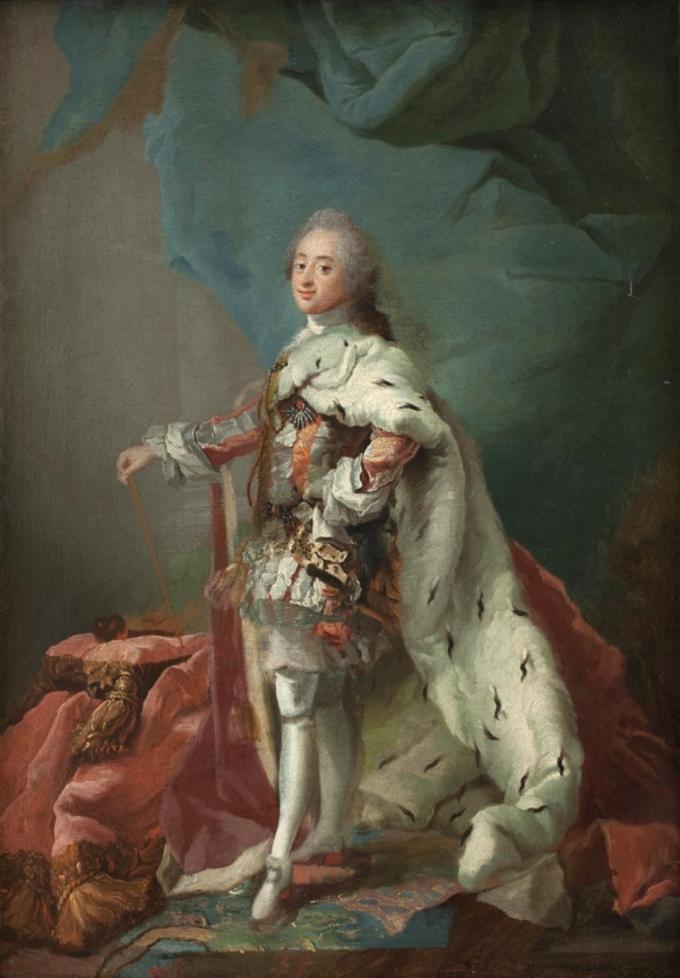 Frederik 5. C.G. Pilos maleri "Frederik V i salvingsdragt" fra 1748-1751. Frederik 5. C.G. Pilos maleri "Frederik V i salvingsdragt" fra 1748-1751.