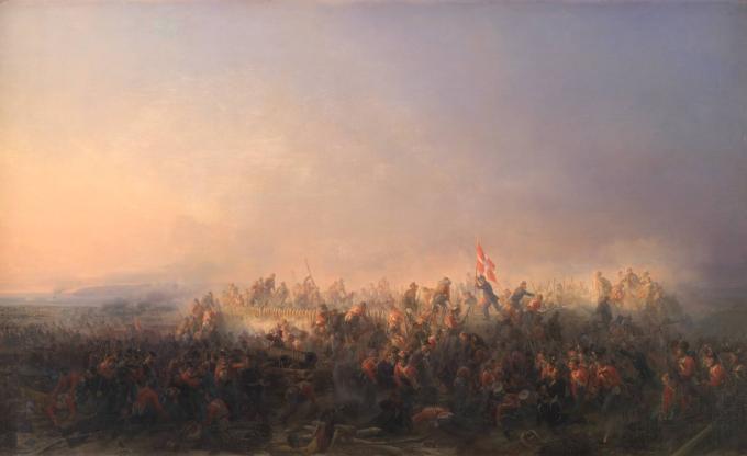 Niels Simonsens maleri "Slaget ved Fredericia den 6. juli 1849" fra 1849-1851. Niels Simonsens maleri "Slaget ved Fredericia den 6. juli 1849" fra 1849-1851.