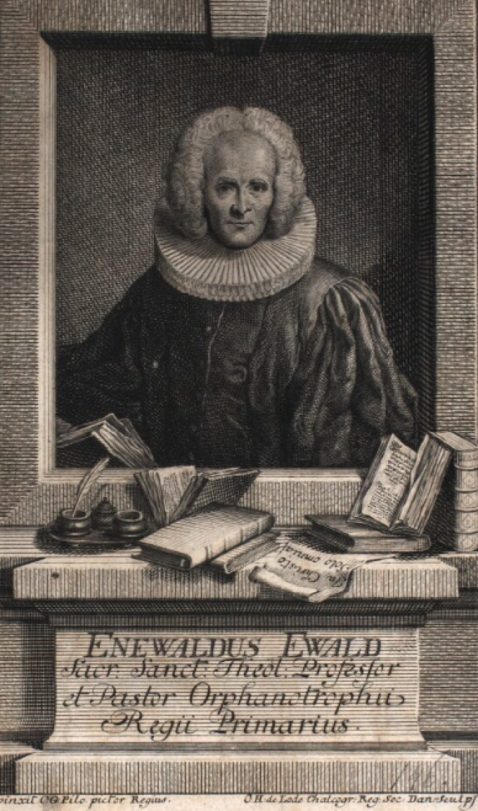 Enevold Ewald. Kobberstik af O.H. de Lode (1726-1757). Enevold Ewald. Kobberstik af O.H. de Lode (1726-1757).
