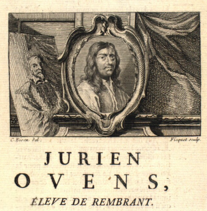Kobberstik af Jürgen Ovens, her kaldt Jurien Ovens og præsenteret som elev af Rembrandt. Kobberstik af Jürgen Ovens, her kaldt Jurien Ovens og præsenteret som elev af Rembrandt.