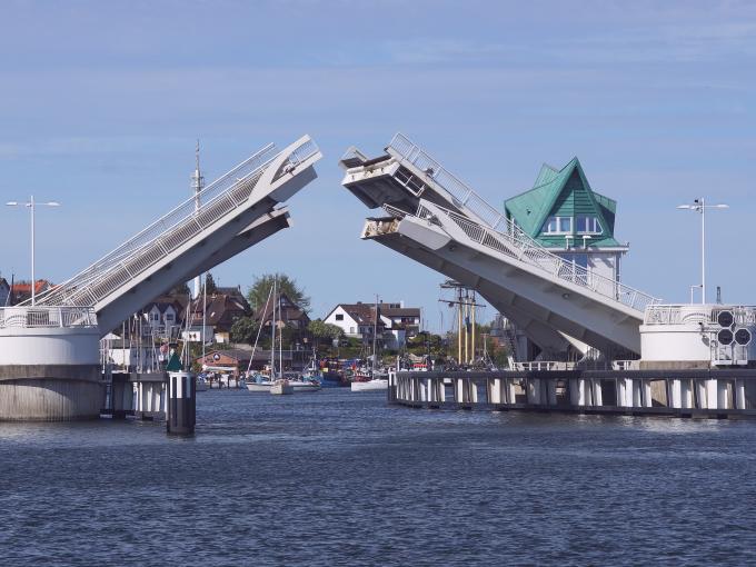 Den dobbeltfløjede klapbro i Kappeln. Foto fra 2014. Den dobbeltfløjede klapbro i Kappeln. Foto fra 2014.