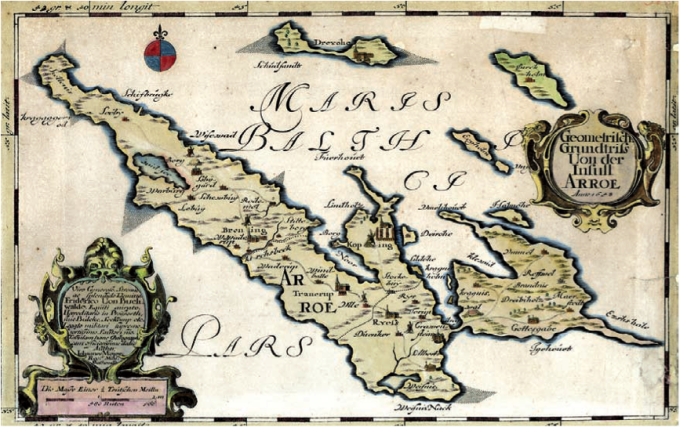 Ærø, opmålt af Johannes Mejer ca. 1650. Ærø, opmålt af Johannes Mejer ca. 1650.