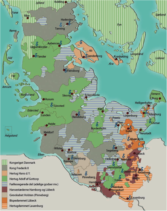Hertugdømmerne efter delingerne 1581-1582. Hertugdømmerne efter delingerne 1581-1582.