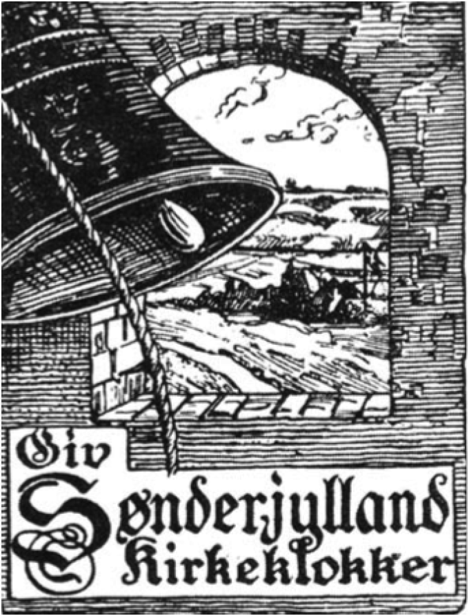 Plakat for indsamlingen til nye kirkeklokker til Sønderjylland, 1918. Plakat for indsamlingen til nye kirkeklokker til Sønderjylland, 1918.