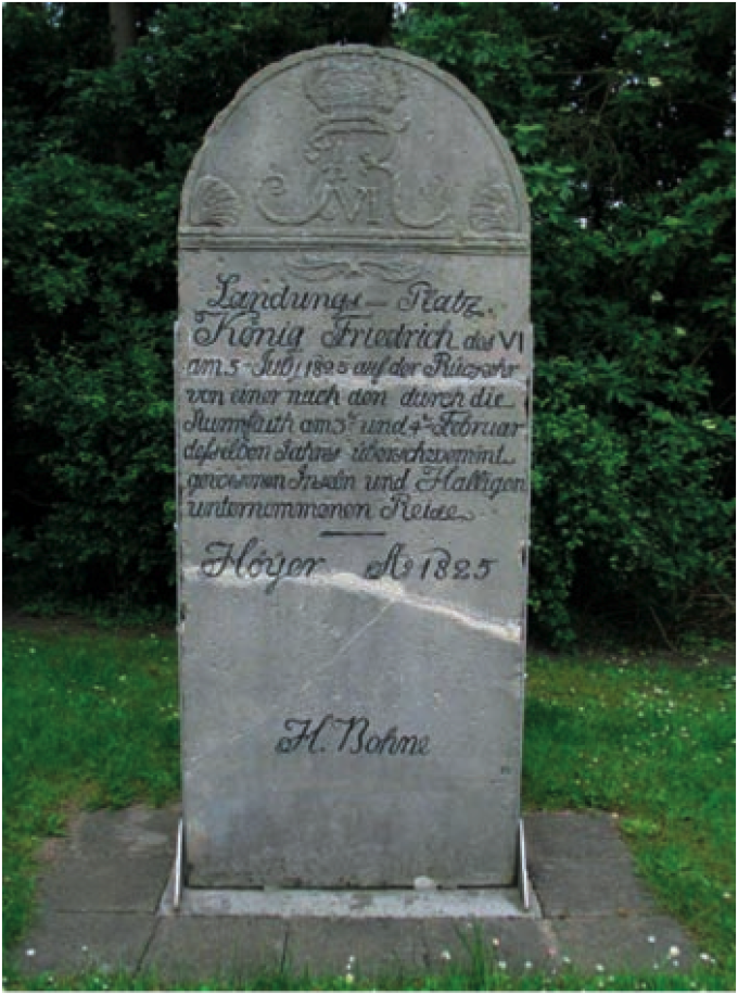 Mindesten for kong Frederik 6.s besøg i Højer i 1825. Mindesten for kong Frederik 6.s besøg i Højer i 1825.