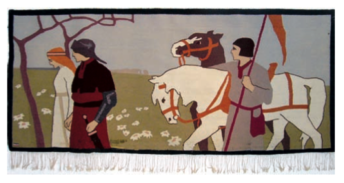 Skærbæktæppet "Kongesønnens Hjemkomst" fra ca. 1901 efter forlæg af Otto Ubbelohde. Skærbæktæppet "Kongesønnens Hjemkomst" fra ca. 1901 efter forlæg af Otto Ubbelohde.